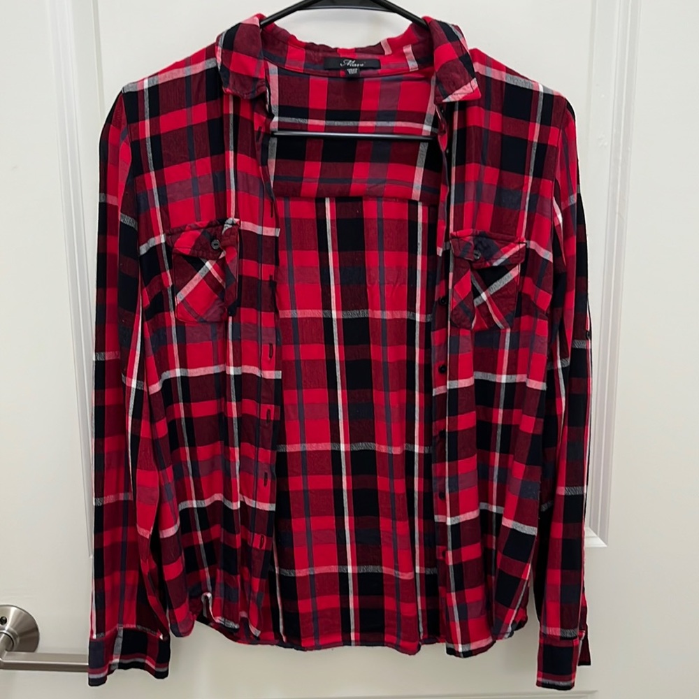 Red Square Styled Shirt with Long Sleeves